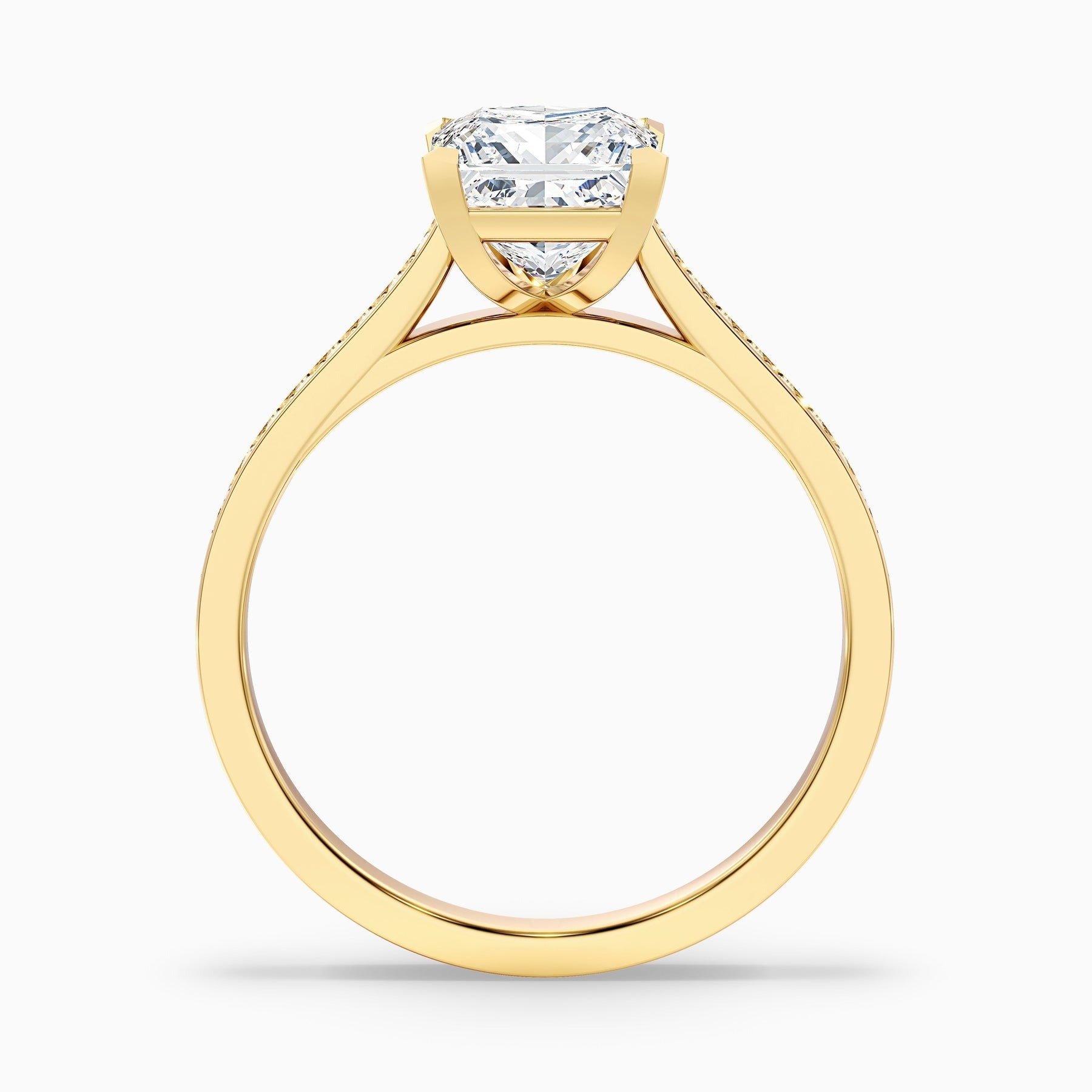 Centenary 1 Carat Princess Cut Side Stone Pave Lab Grown Diamond Ring in 14k White Gold